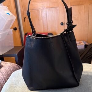 All Saints Black Leather Hobo Bag